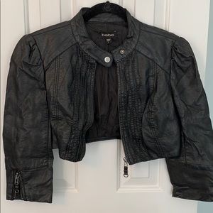 Bebe Crop Moto Leather Jacket
